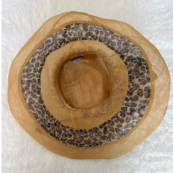 CC exclusives Big straw wide brimmed hat animal print Big bow and feather - Picture 15 of 16